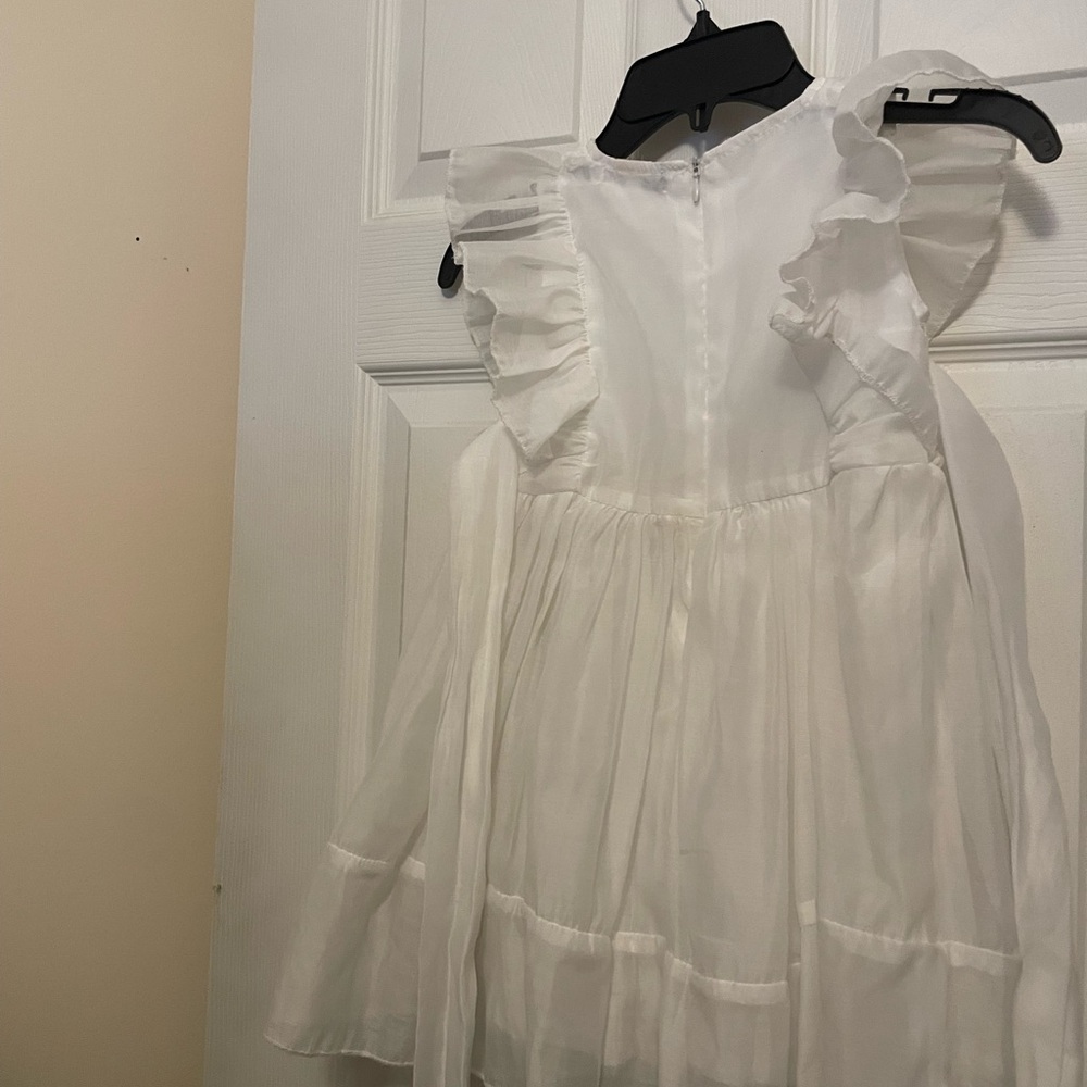 Elegant White Ruffle Kids Dress